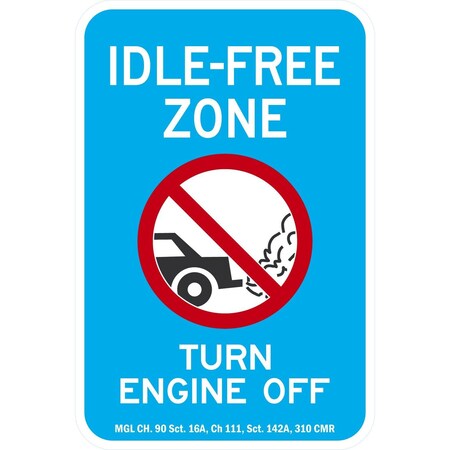 Lyle Idle-Free Zone, Turn Engine Off, MGL CH. 90 Sct. 16A, , 12x18, High Intensity Prismatic, White G-4061-HI_12x18