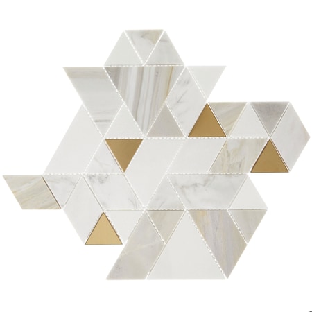 Daltile Pietra Divina Marble Natural Stone Spectrum Mosaic in Polished & Metal Namaste Gold Blend, 10PK DA58SPECTRUMS1L