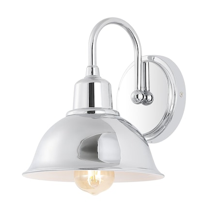 Jonathan Y Frisco 8" 1-Light Farmhouse Industrial Iron LED Vanity, Chrome JYL7481A