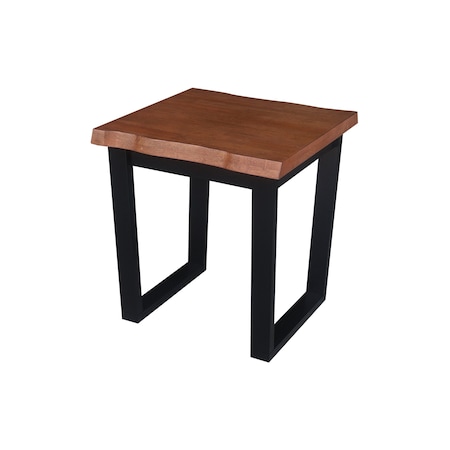 Whitewood Industries Live Edge Solid Wood End Table, Bourbon Oak/Black OT142-23E