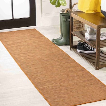Jonathan Y Ethan Modern Flatweave Solid Orange 2 ft. x 8 ft. Indoor/Outdoor Runner Rug TSN100C-28