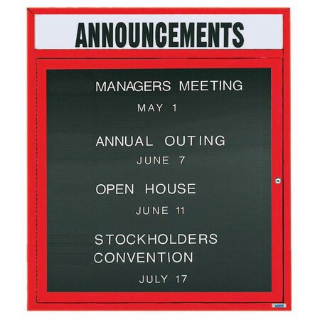 Aarco Outdoor Enclosed Directory w/ Al Frame Header, Powder Coated Red, 36''Hx30''W OADC3630HR