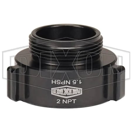Dixon Style N37 Rocker Lug Hydrant Adapter, 2 x 1-1/2 in, FNPT x MNPSH, Aluminum, Hardcoat Anodized N37-20T15S