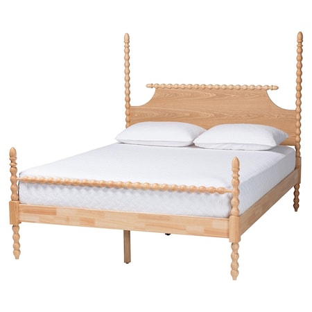 Baxton Studio Caliana Bobbin Four-Poster Platform Bed, King, Natural Brown 264-14397-ZORO