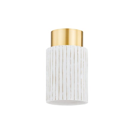 Mitzi The Lifestyled Co X Corissa 1 Light Flush Mount 32 In. Aged Brass/ Ceramic Whitewash Bisque H830501-AGB/CWB