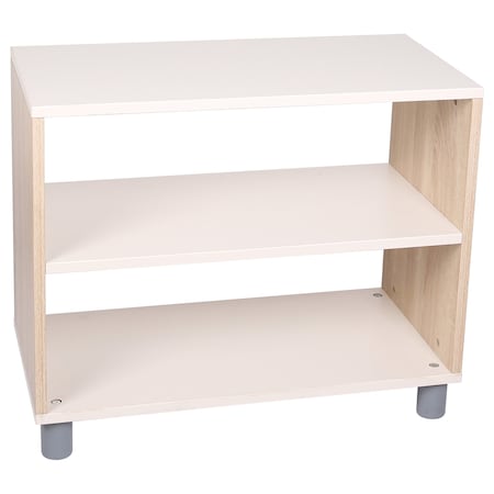 Beleduc By Playwell Torino 27.6inx14in 2-Layer Shelf - Double-Sided, White/Oak HPL, 22.9inH, Ages 3+ 846017