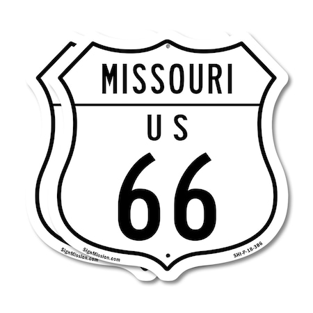 Signmission Missouri Route Marker Shield Sign Us 66, 18 inch X 18 inch, Plastic Sign, 2PK SHI-P-2PACK-18-386