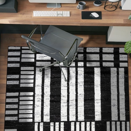 World Rug Gallery Geometric Blocks Area Rug 4 ft x 6 ft Black WR140BLACK4X6