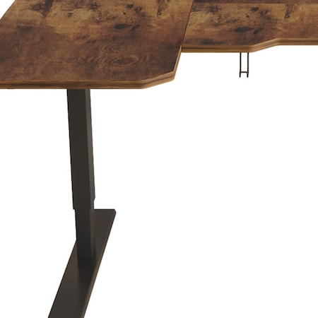 Homeroots 59" Adjustable Brown and Black L Shape Computer Desk 528669