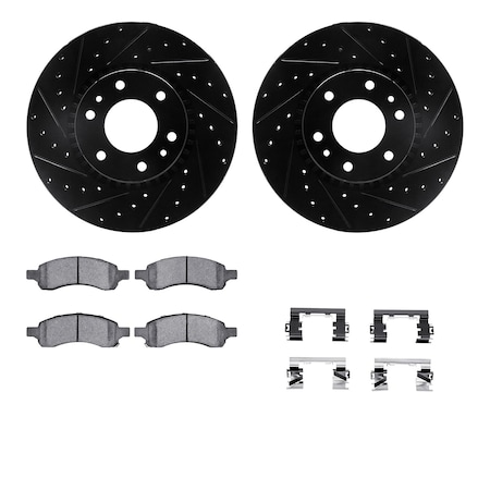 Dynamic Friction Co DFC Rotors-Drilled & Slotted-Black w/ EURO 5000 Ceramic Brake Pads Incl Hdw 8612-48004
