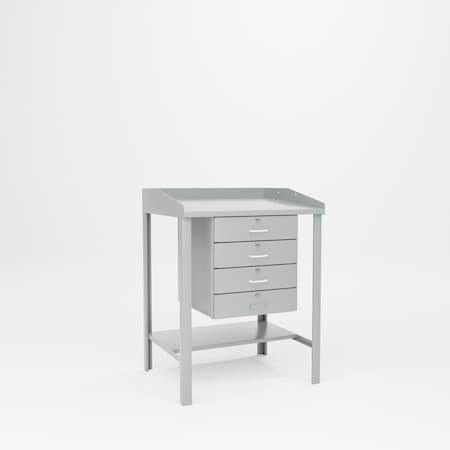 Pucel Standing Shop Desk, 4 Drawers, 36 in W x 43 in H x 30 in D, Gray 1436