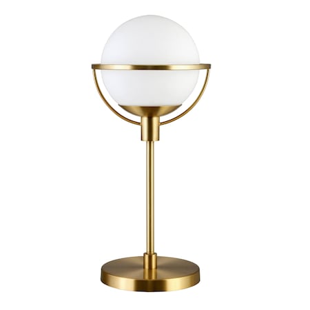 Homeroots 21" Brass Metal Globe Table Lamp With Clear Globe Shade 524379