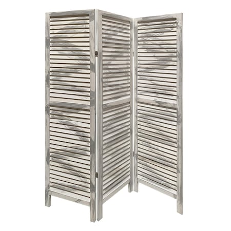 Homeroots 67" Gray Folding Three Panel Screen Room Divider 376805