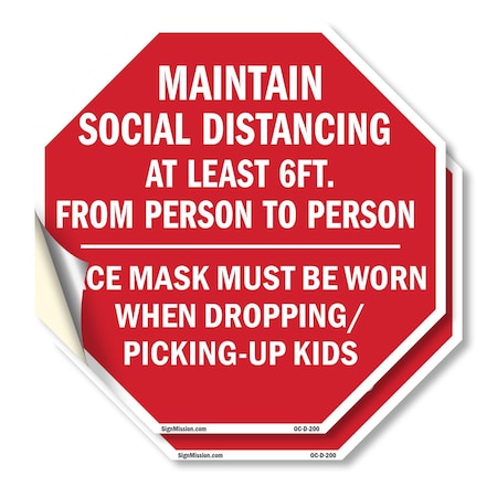 Signmission Maintain Social Distancing At Least, 10 inch X 10 inch, Vinyl Decal, 2PK OC-D-2PACK-10-200