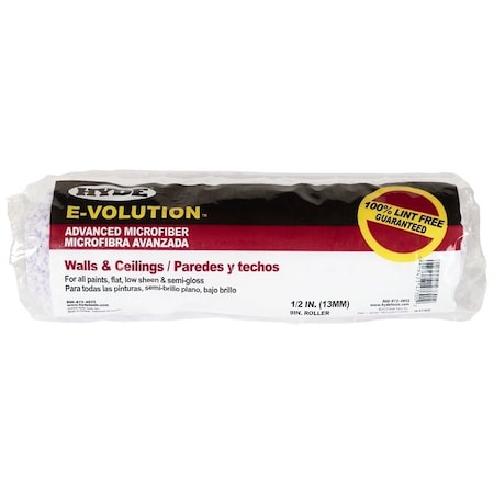 Hyde Roller Cover, 1/2 in Thick Nap, 9 in L, Microfiber Cover 47300