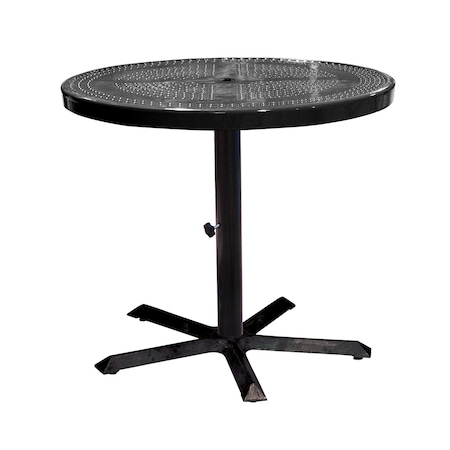 Leisure Craft 36" Round Perforated Pedestal Table, Portable, 30"H, Black 36TAB30-BLACK