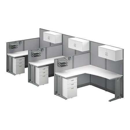 Bush Business Furniture Modular Cubicle Workstation, 64 1/2 in D X 62 7/8 in H, 193 1/2 in W X OIAH006WH