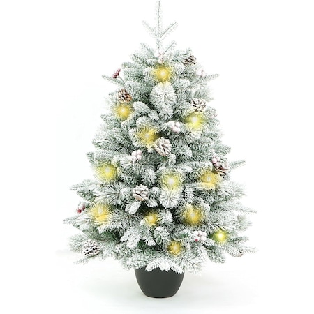 Homeroots 3' Full Flocked Pine Christmas Tree With Decorations 719201