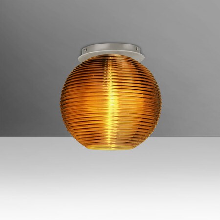 Besa Lighting Besa Kristall 8 Ceiling, Amber, Satin Nickel Finish, 1x9W LED 461682C-LED-SN