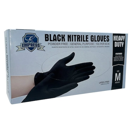 Empress Heavy Nitrile General Purpose Glove Medium, Black 5 mil Powder Free, 1000PK ENHDGPPFBLKM5