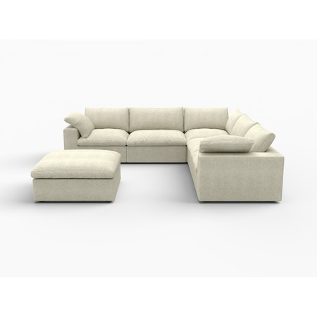 Homeroots Khaki Linen Blend Modular L Shaped Six Piece Sofa and Chaise Sectional 716926