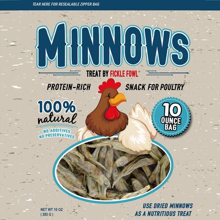 Fickle Fowl 10 oz Bag Dried Minnows for Chickens, Wild Birds, Ducks, and Small Pets, 6PK 27077088946