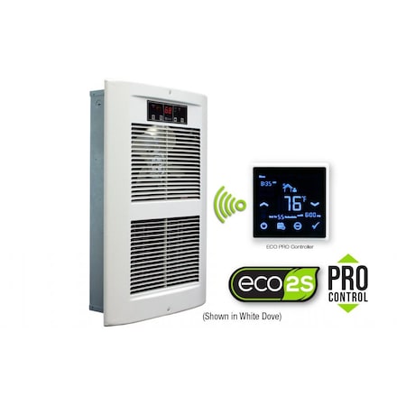 King Electric LPW ECO2S LG WALL HEATER, 208V 4500W, WITH ECO PRO 7-DAY PROGRAMMABLE CONTROLLER, WHITE DOVE LPW2045-ECO2S-PRO-WD