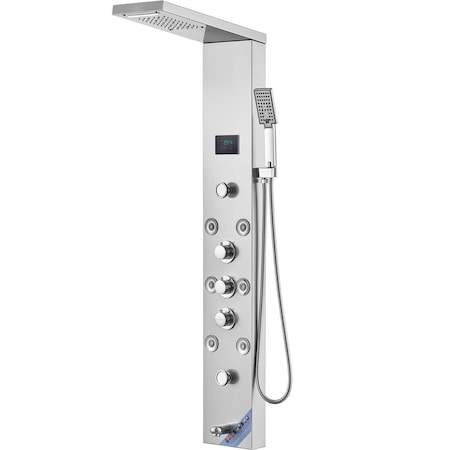 Vevor Shower Panel Tower System 6 Modes Hydroelectricity LED Stainless Steel 8009FL