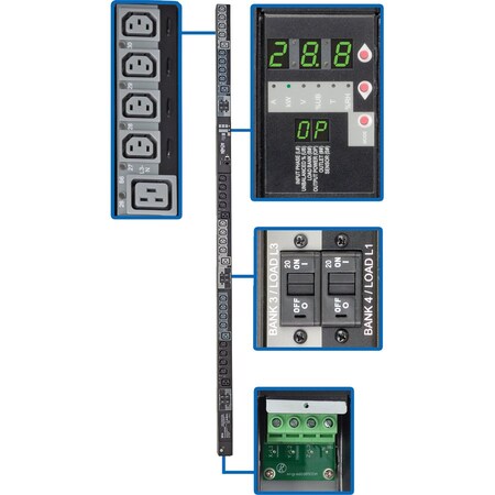Tripp Lite PDU, Switched, (24) C13, (6) C19, Hardwire, 6 ft. PDU3XVSRHWB