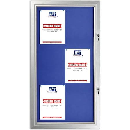 M&T Displays Enclosed Lockable Red Felt Bulletin Showboard, 6x8.5x11 Inch Silver Aluminum 19.49x38.78 USBN1206A4X2000