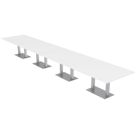 Skutchi Designs Rectangle Conference Table With Power Unit, 48 in W, 264 in L, White HAR-REC-48X264-DOU-W960-NA