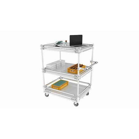 Trilogiq 3-Level Cart 4 Flanges Per Level With Horizontal Hand Bar. 49D-2