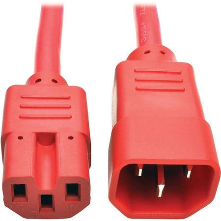 Eaton Tripp Lite Series Power Cord C14 to C15 - Heavy-Duty, 15A, 250V, 14 AWG, 3 ft. 0.91 m, Red P018-003-ARD
