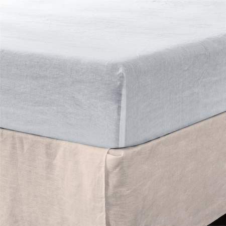 Homeroots White Linen Twin Fitted Sheet 520791