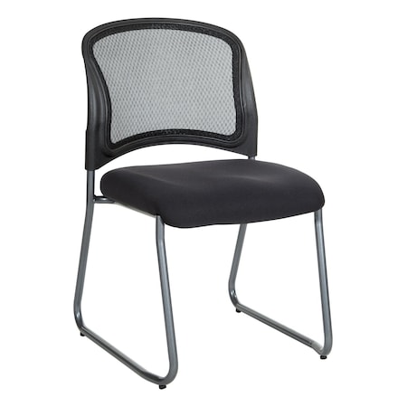 Office Star ProGrid Titanium & Black Visitors Chair, Sled Base, Icon Black 86725R-231