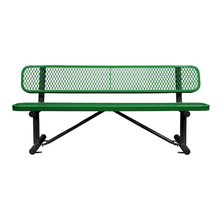 Leisure Craft Bench/Back, Surface Mount, 6ft., Green B6WBSM-GREEN