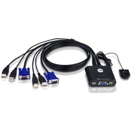 Aten CS22U 2-Port USB KVM Switch - 2 x 1 - 1 x Type A Mouse, 1 x Type A Keyboard, 2 x HD-15 Video CS22U