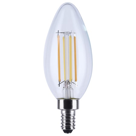Satco 4.5W LED B11, 3000K-2000K Warm Dimming, Candelabra Base, Clear S12157