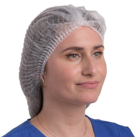Vguard Bouffant Cap 21", Pleated, White, PK1000 B11B11