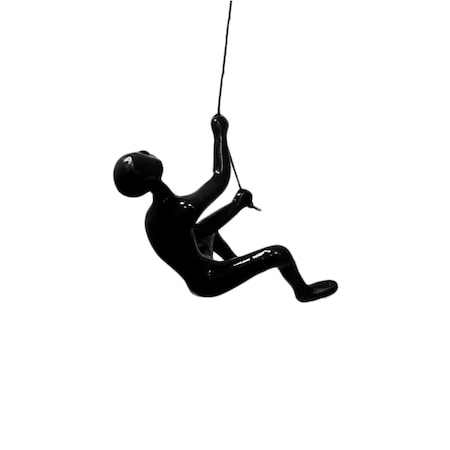 Homeroots 6" X 4" Black Resin Climbing Man Hanging Dimensional Sculpture 293218