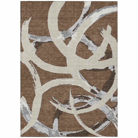Homeroots 9' X 12' Brown Beige And Gray Abstract Washable Indoor Outdoor Area Rug 599116