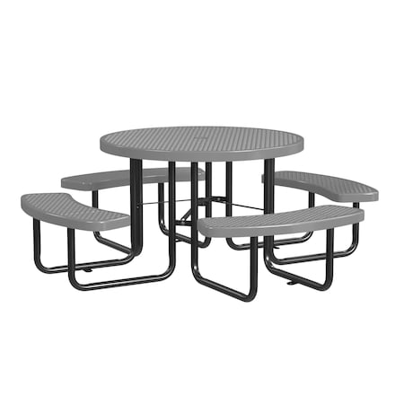 Leisure Craft Round Picnic Table, Gray, Surface Mount, 46 in T46ROSM-GRAY