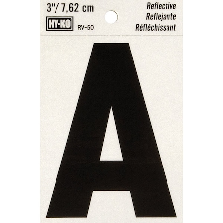 Hy-Ko Vinyl 3'' Reflective Adhesive Letter A RV-50A