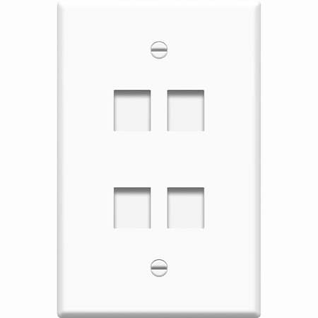 4Xem 4 Port White Keystone Wall Plate USB Displayport 4XFP04KYWH