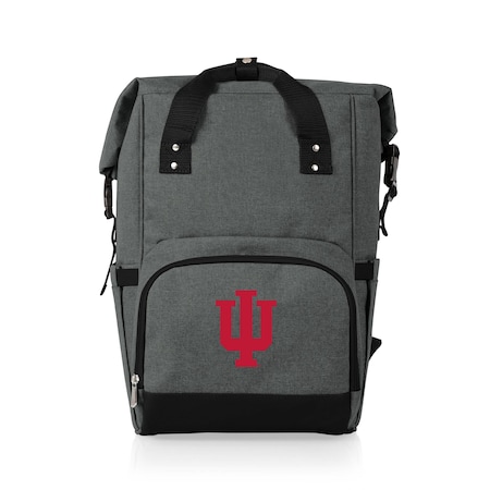 Picnic Time Family Of Brands NCAA Indiana Hoosiers On The Go Roll-Top Backpack CoolerHeathered Gray 616-00-105-676-0