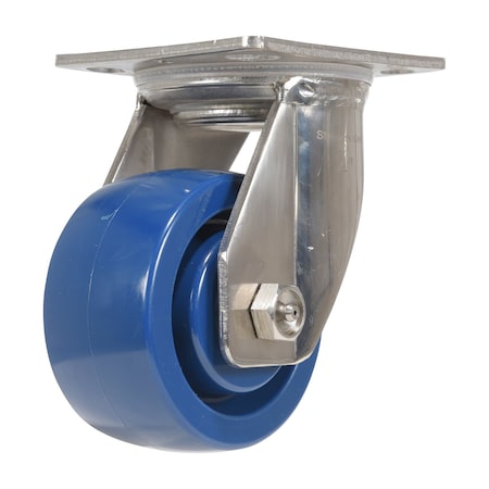Vestil Solid Polyurethane Swivel Caster 4 In. Diameter x 2 In. Width 800 Lb. Capacity Dark Blue CST-F-SS-4X2SP-S