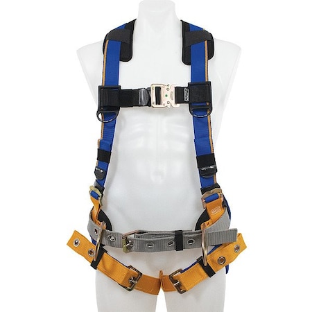 Werner Blue Armor Full Body Harness, S, 425 lb, Quick-Connect Chest/ Tongue Leg Straps, Back, Hips D-Ring H132101