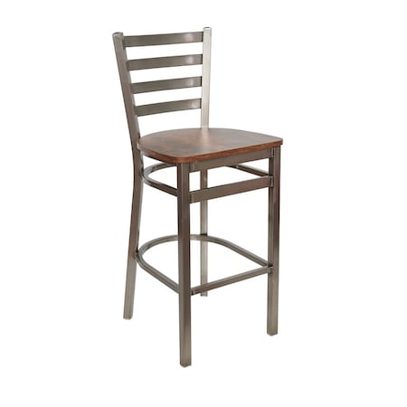 Bfm Seating Lima Ladder Back Chair - Vintage Walnut Relic Seat - Steel Frame - Clear Coat Finish 2160CVWR-CL