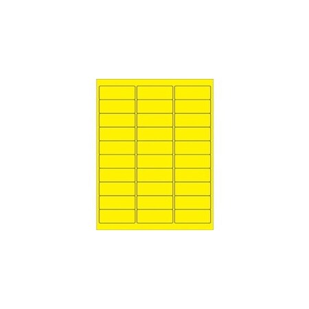Bubblefast 2 5/8 x 1'' Fluorescent Yellow Rectangle Laser Labels-30 Labels per Sheet BFLL173YE
