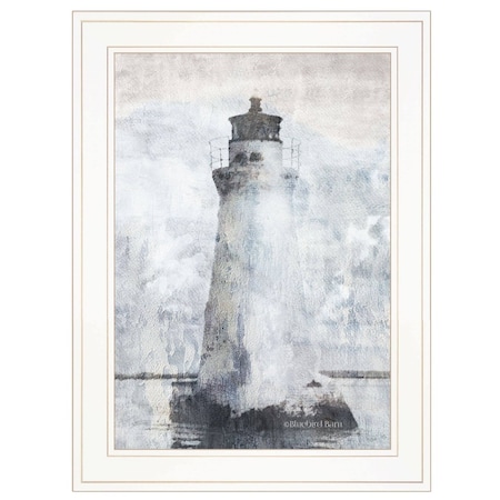 Homeroots Lighthouse 1 White Framed Print Wall Art 406711